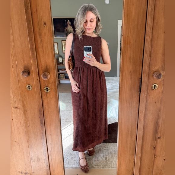 Hill House Dresses & Skirts - SOLD-NFS Hill House The Cosima Nap Dress Small Chocolate Seersucker Smocked